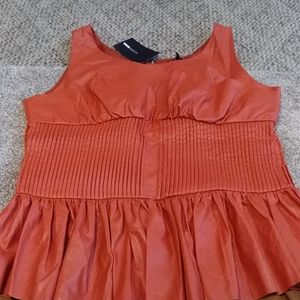 Faux orange leather top